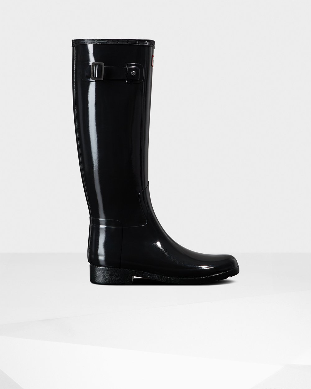 Womens Hunter Tall Rain Boots Black - Refined Slim Fit Gloss - 5627049-TI